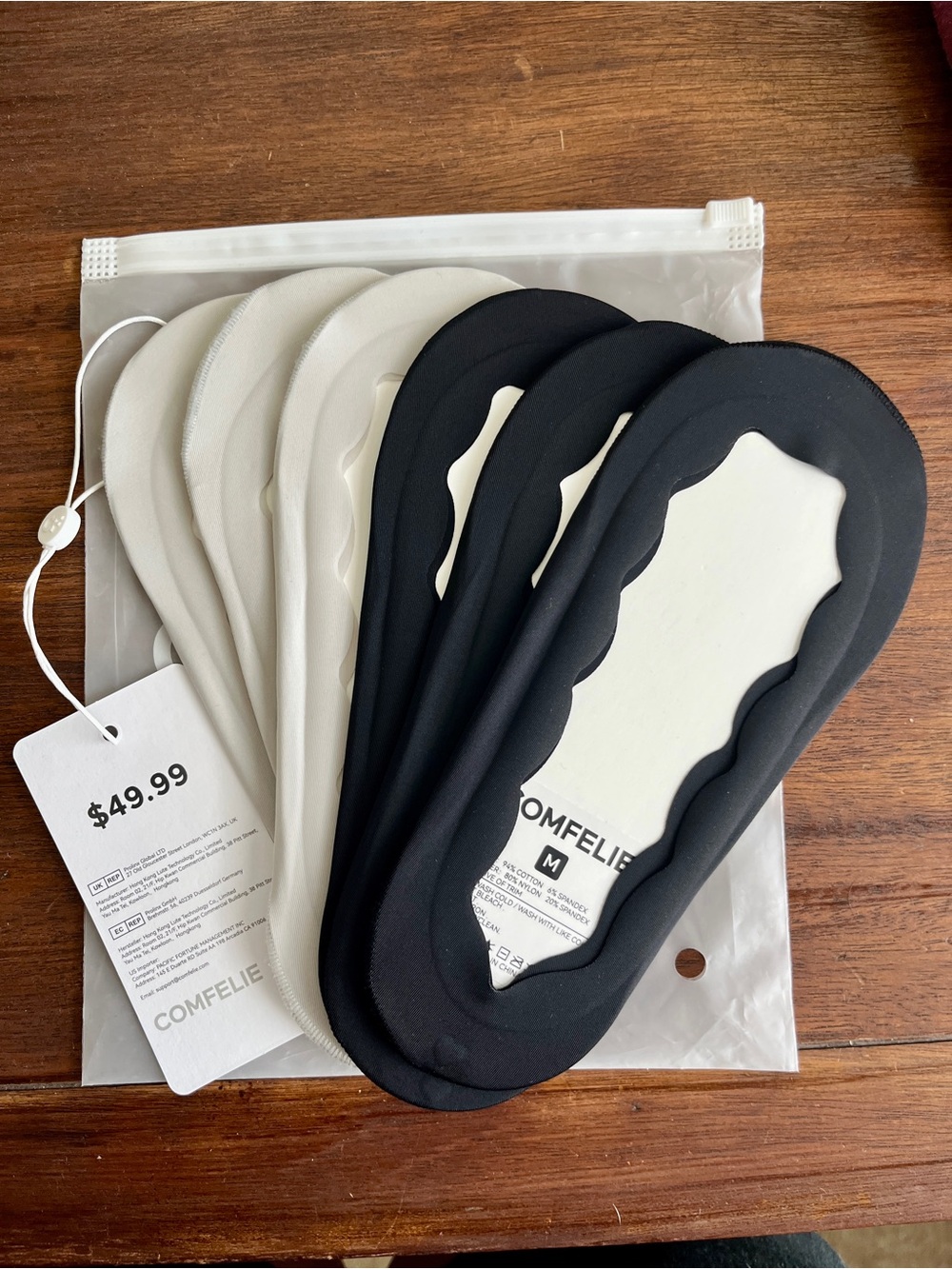 Comfelie No-Show Shoe Liners - Black & Light Grey (6pk)